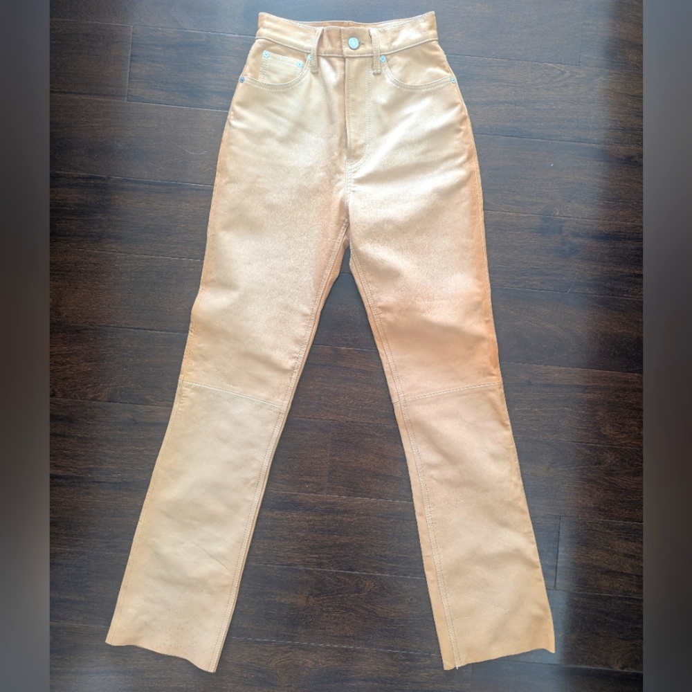 Helmut Lang Tan Leather Pants Sz24